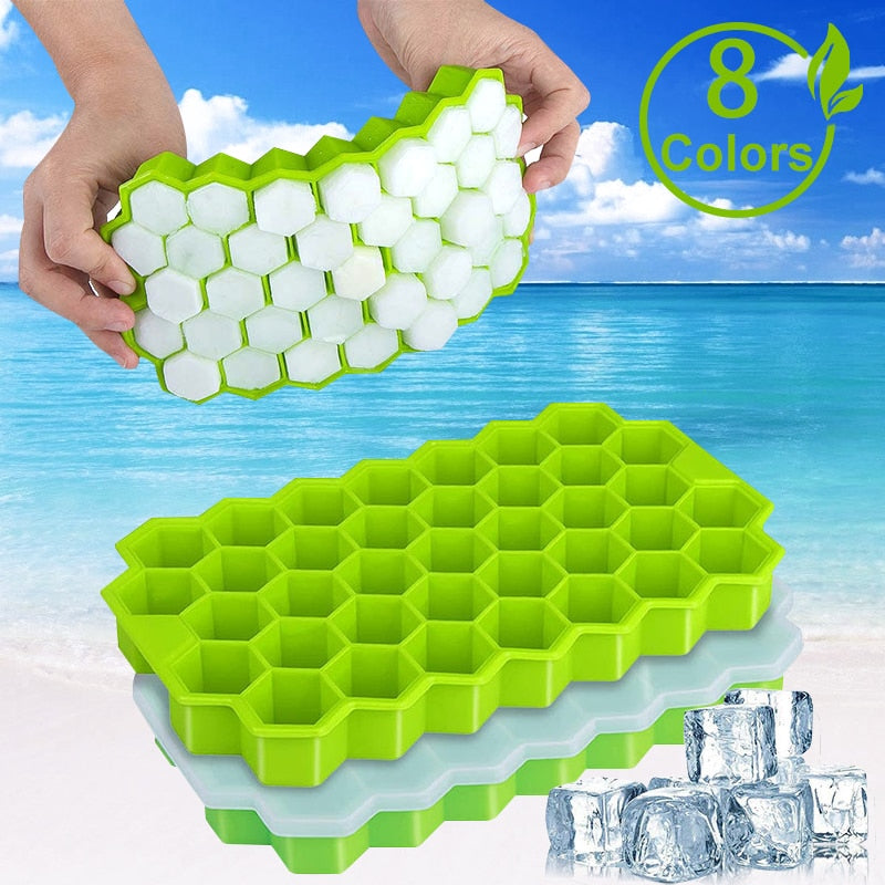 Mind Reader Silicone Freezer Tray, Honeycomb Ice Mold with Cover
