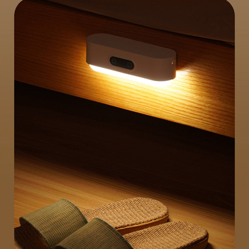 Sensor de movimiento LED PIR, luces LED nocturnas, recargables por USB/enchufe debajo de las luces del gabinete, lámpara de lectura regulable continua con imán