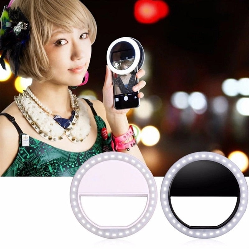 New Universal Mobile Phone Accessories LED Three Gear Ring  Fill Light Selfie Live USB Rechargeable
