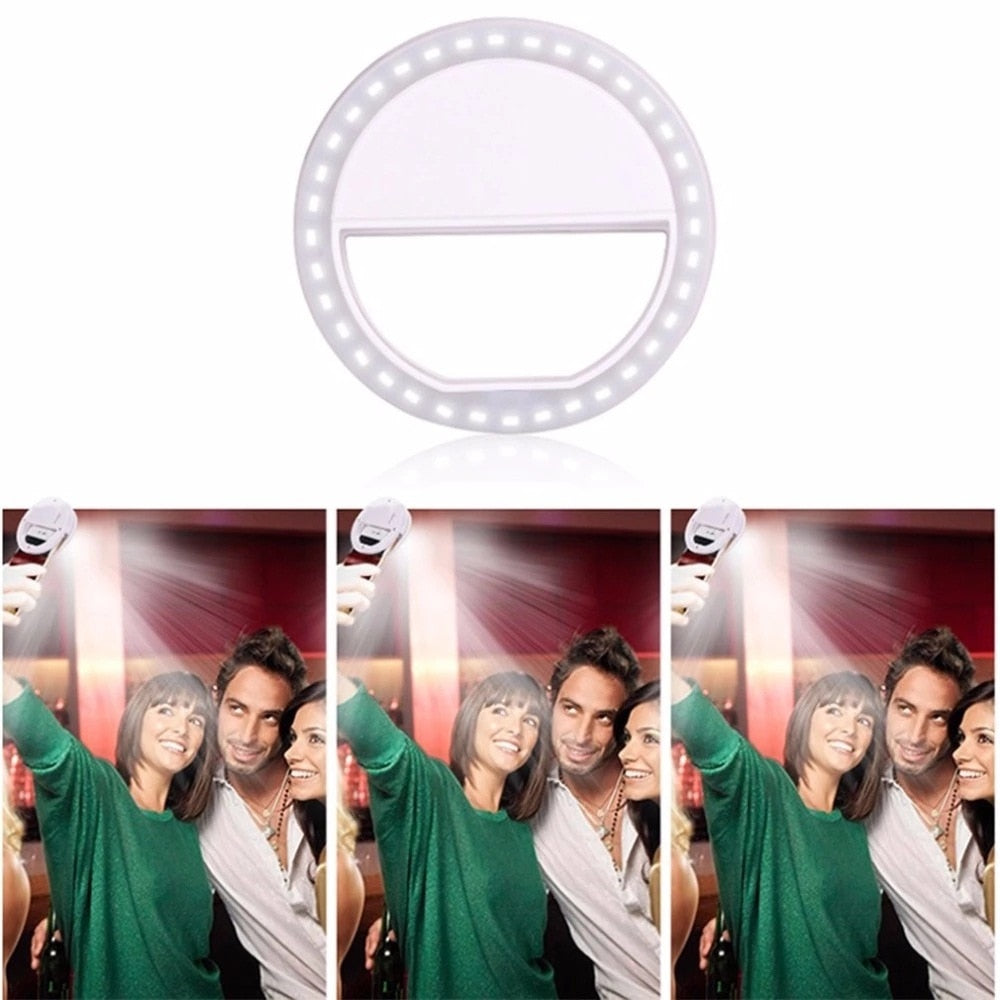 New Universal Mobile Phone Accessories LED Three Gear Ring  Fill Light Selfie Live USB Rechargeable