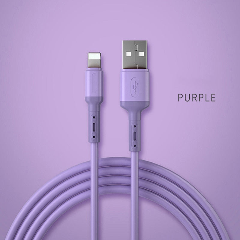 Lightning USB Cable For iPhone Fast Data Charging Charger USB Wire Cord Liquid Silicone Cable 1/1.5/2M