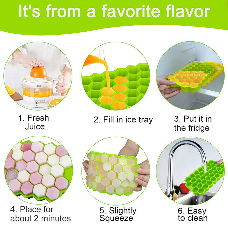 Honeycomb Ice Cube Trays with Removable Lids Silica Gel Ice Cube Mold BPA Free